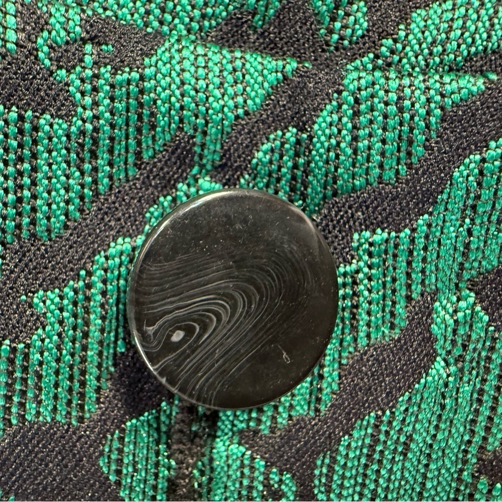 Emerald‎ Green Textured Blazer – Size 32 – Statement Zebra Jacquard Pattern - Picture 6 of 12